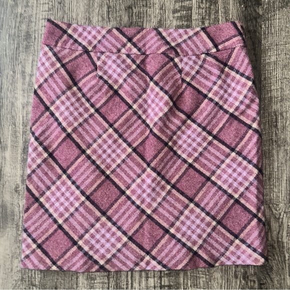 Talbots Plaid Skirt Womens size 10 Purple Short Wool Preppy - Picture 3 of 5